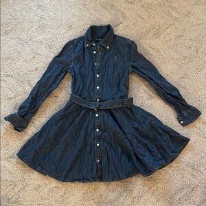 Ralph Lauren Girls Denim Button Down Dress With Belt